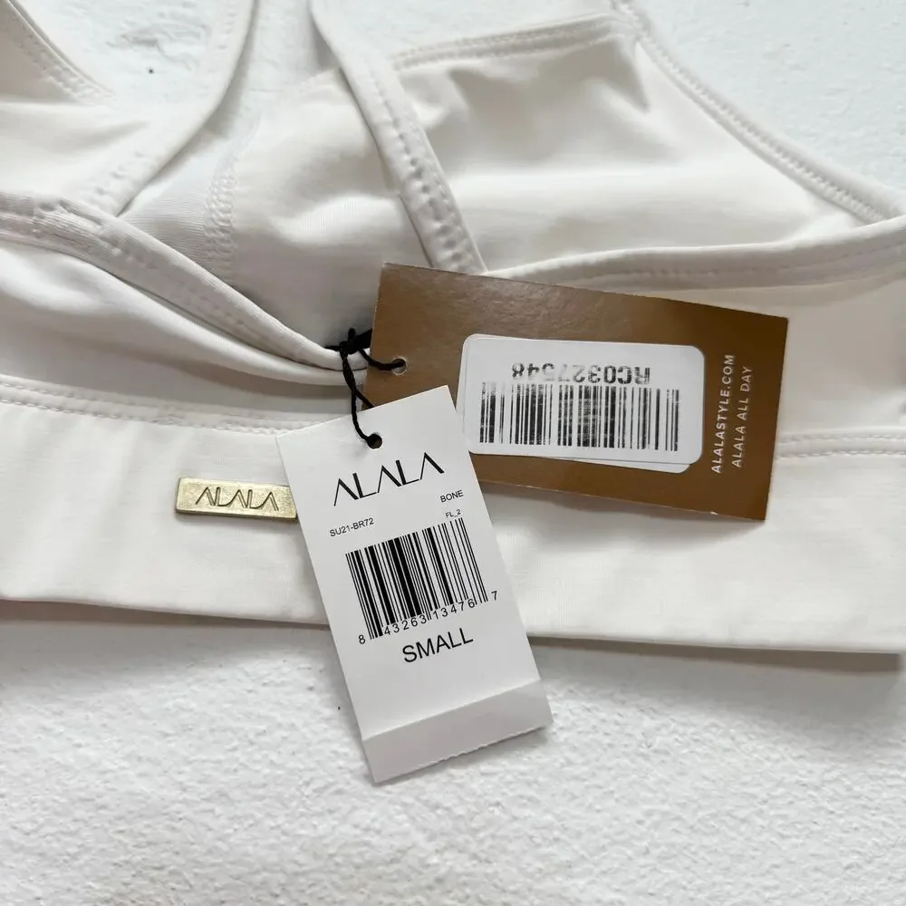 Alala White Knot-Front Strappy Sports Bra